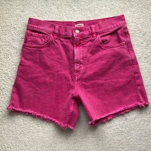 Faherty pink jean short with frayed hem